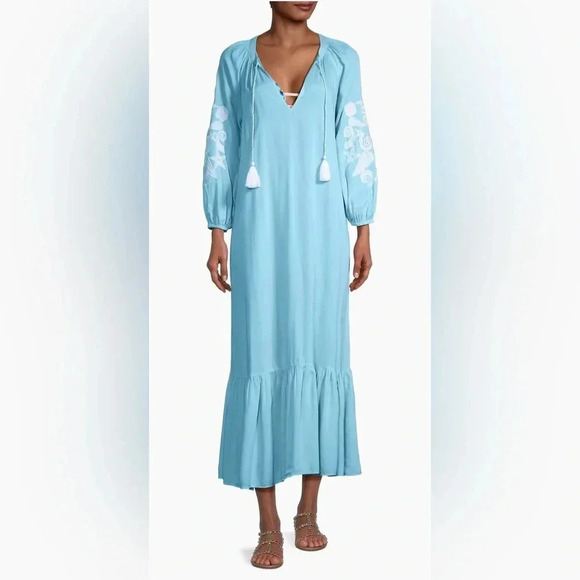 NWT Lilly Pulitzer Cheree Seashell Maxi Celestial Blue Cover-Up XXS - XS - Picture 6 of 8
